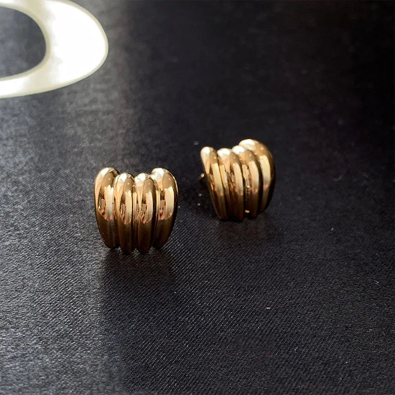 Punk Oval Hoop Earrings Metallic Geometric Ear Buckle Minimalist Style U-shaped Ear Buckle Daily Life Earring Accessories