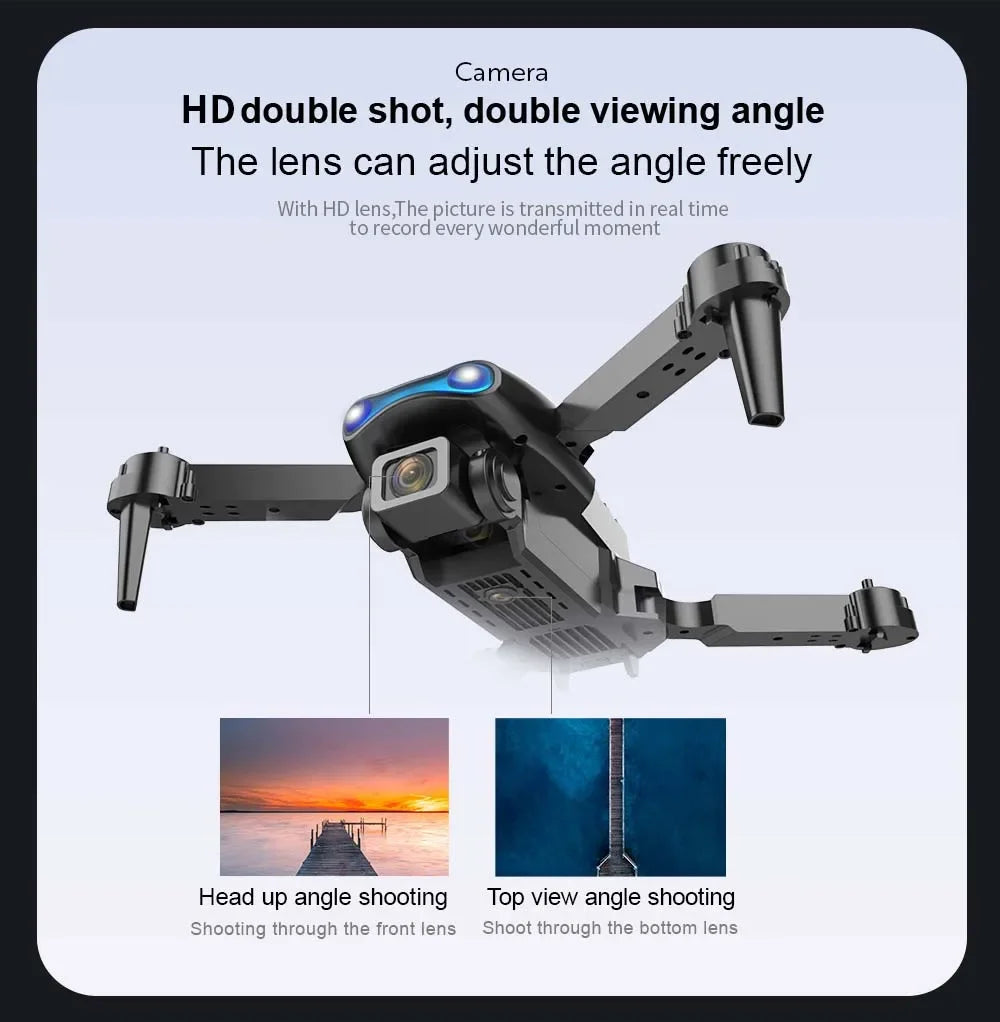 E99Pro HD Drone. 4K dual WiFi FPV, obstacle avoidance. Professional quadcopter for aerial photography.