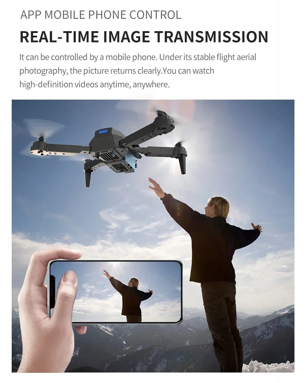 E88 Mini Drone 4K HD Camera WiFi FPV Foldable Quadcopter for Kids Adults Gift Toy RC Aircraft