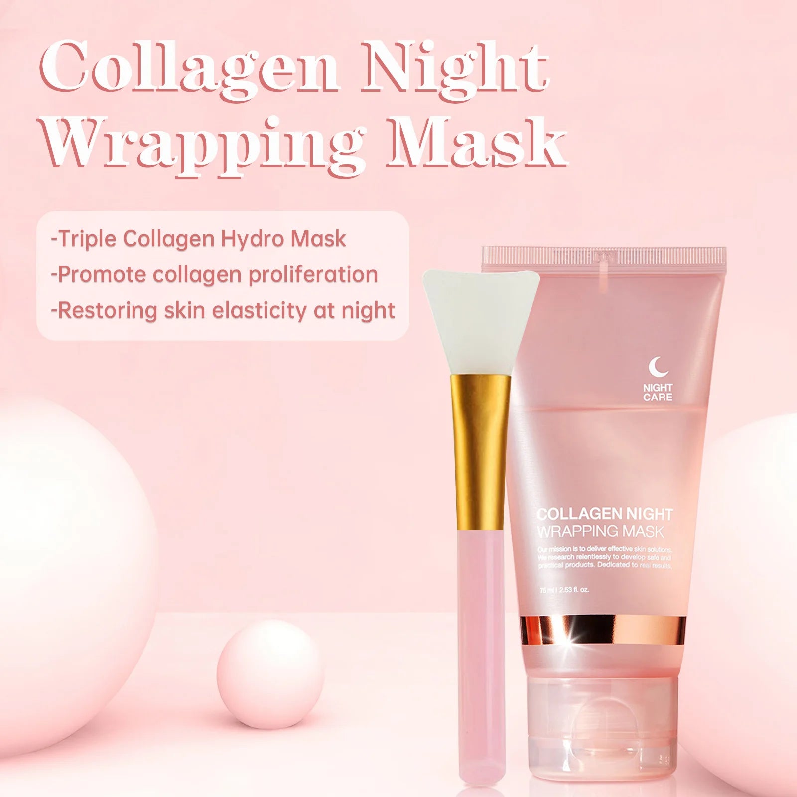 Lakerain Collagen Night Wrapping Mask Elasticity Hydration Care Reduces Sagging & Dullness Hydrolyzed Collagen For Glowing Skin