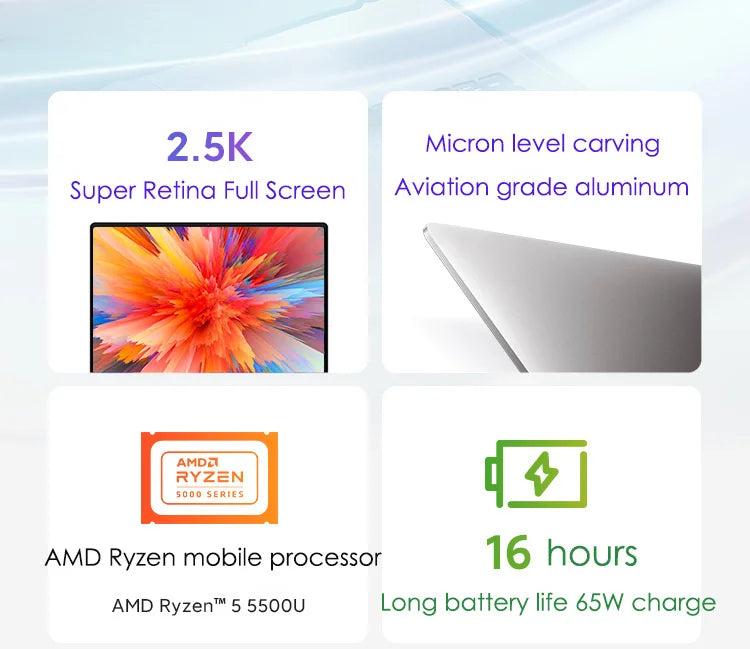 Xiaomi RedmiBook Pro 14 Laptop 14 Inch 2.5K Display Screen AMD Ryzen R5-5500U R7-5700U 16GB 512GB AMD Radeon Graphics Notebook