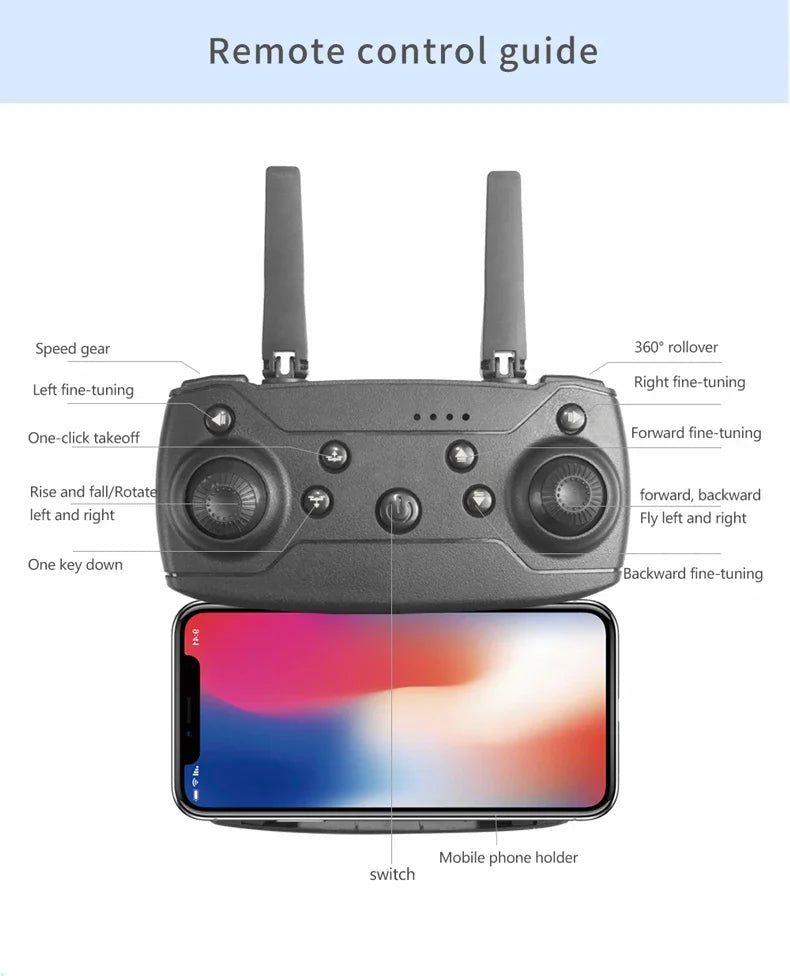Foldable Mini E99Pro RC Helicopter with 5G WiFi FPV 4K Dual HD Camera Height Hold Wide Angle Professional Drone