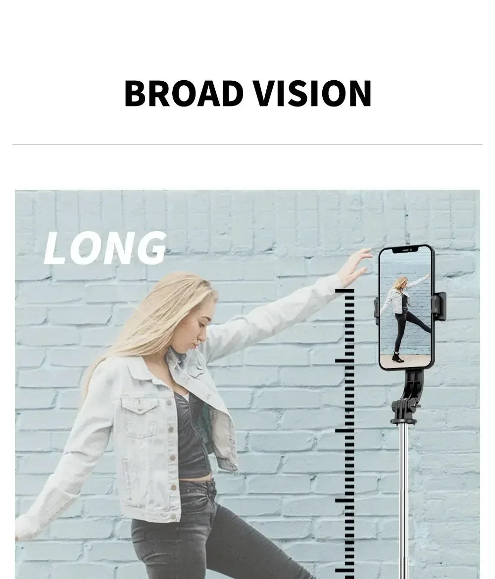 Wireless Selfie Stick for Smartphone, Foldable Tripod with Bluetooth Remote, Portable Stand, Vlog Shooting Record, 44"