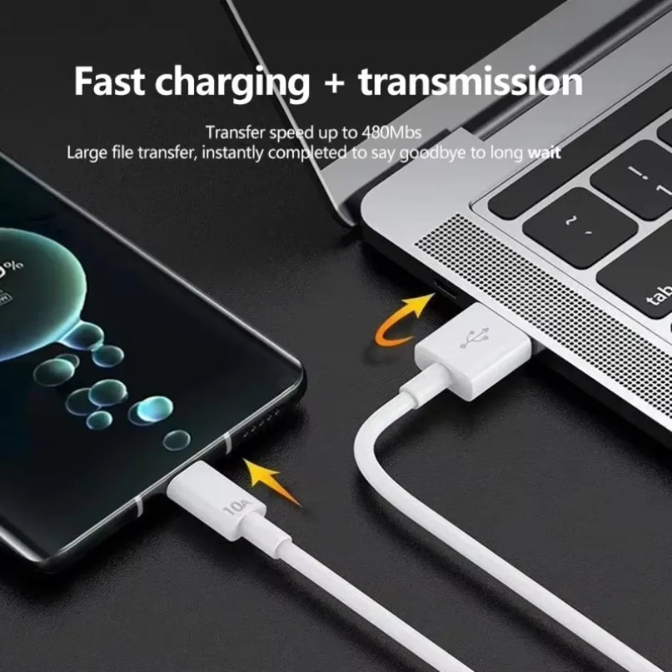 Universal 120W USB Type C Cable 10A Super Fast Charging Cable 1M/1.5M/2M For Xiaomi Smasung S24 S23 Huawei P70 Honor Data Cord