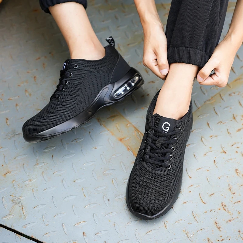 New Men Safety Shoes Anti-smash Anti-puncture Work Shoes Mesh Breathable Lightweight Work Sneakers Indestructible Slip-resistant