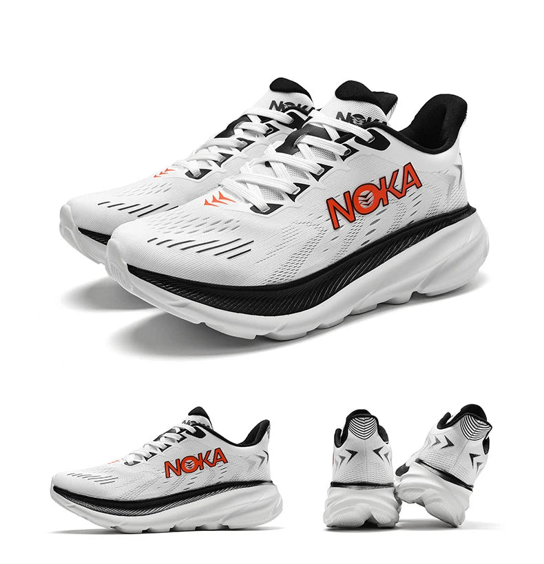 Men's Carbon Plate Air Cushion Running Shoes Breathable Lightweight Marathon Women's Athletic Nonskid Elastic Sports Sneakers