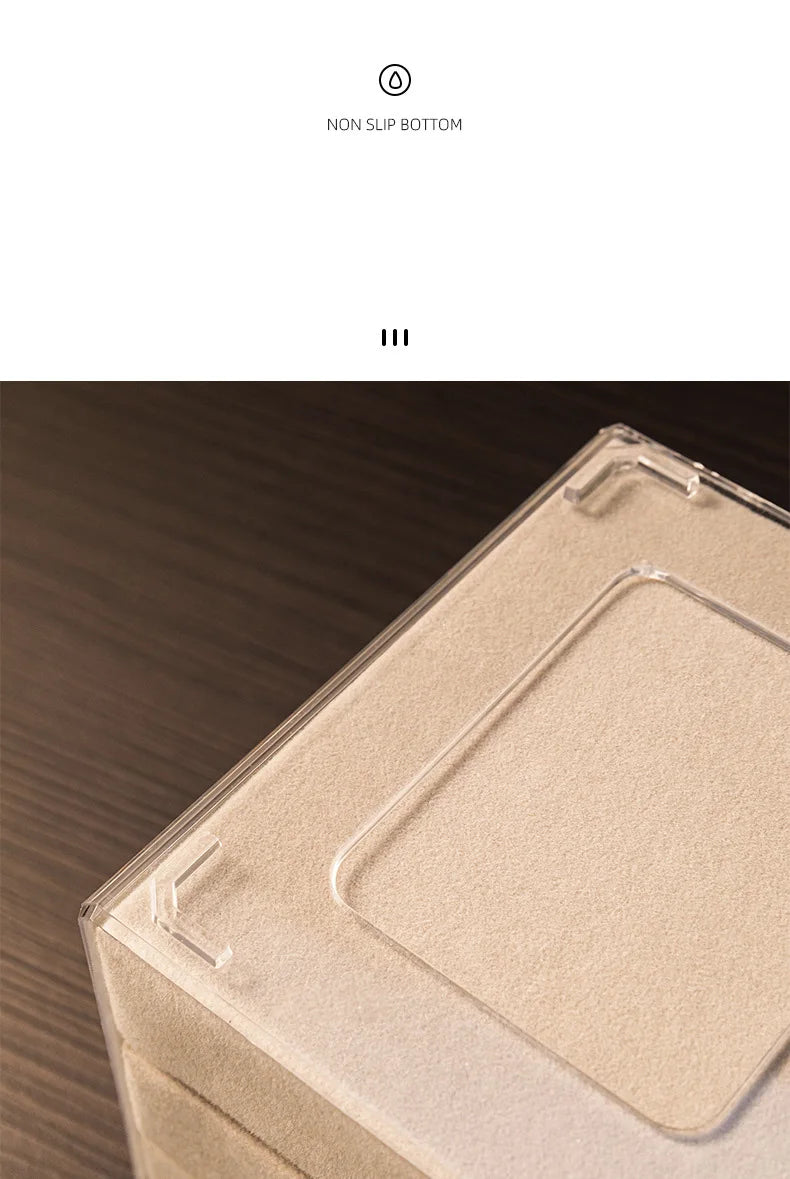 Velvet Stud Earrings Storage Box Three Layer Jewelry Organizer Dust Proof Drawer Design for Accessories Dressing Jewelry Box
