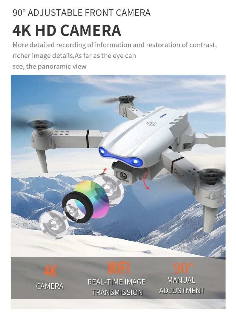 Foldable Mini E99Pro RC Helicopter with 5G WiFi FPV 4K Dual HD Camera Height Hold Wide Angle Professional Drone