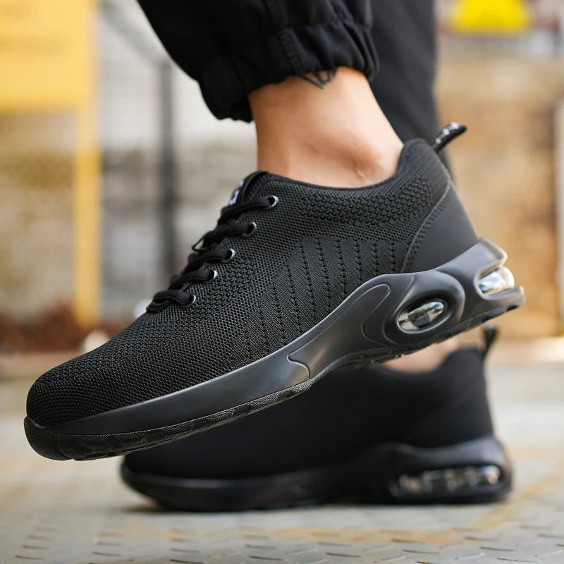 New Men Safety Shoes Anti-smash Anti-puncture Work Shoes Mesh Breathable Lightweight Work Sneakers Indestructible Slip-resistant