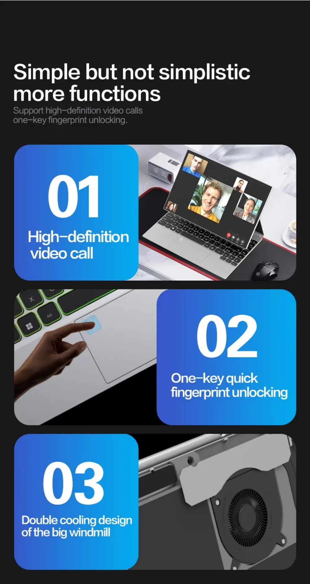 14-inch IPS touch screen computer tablet laptop N95 office business notebook 16G RAM 128G - 1TB SSD RGB WINDOWS 11 Touch ID