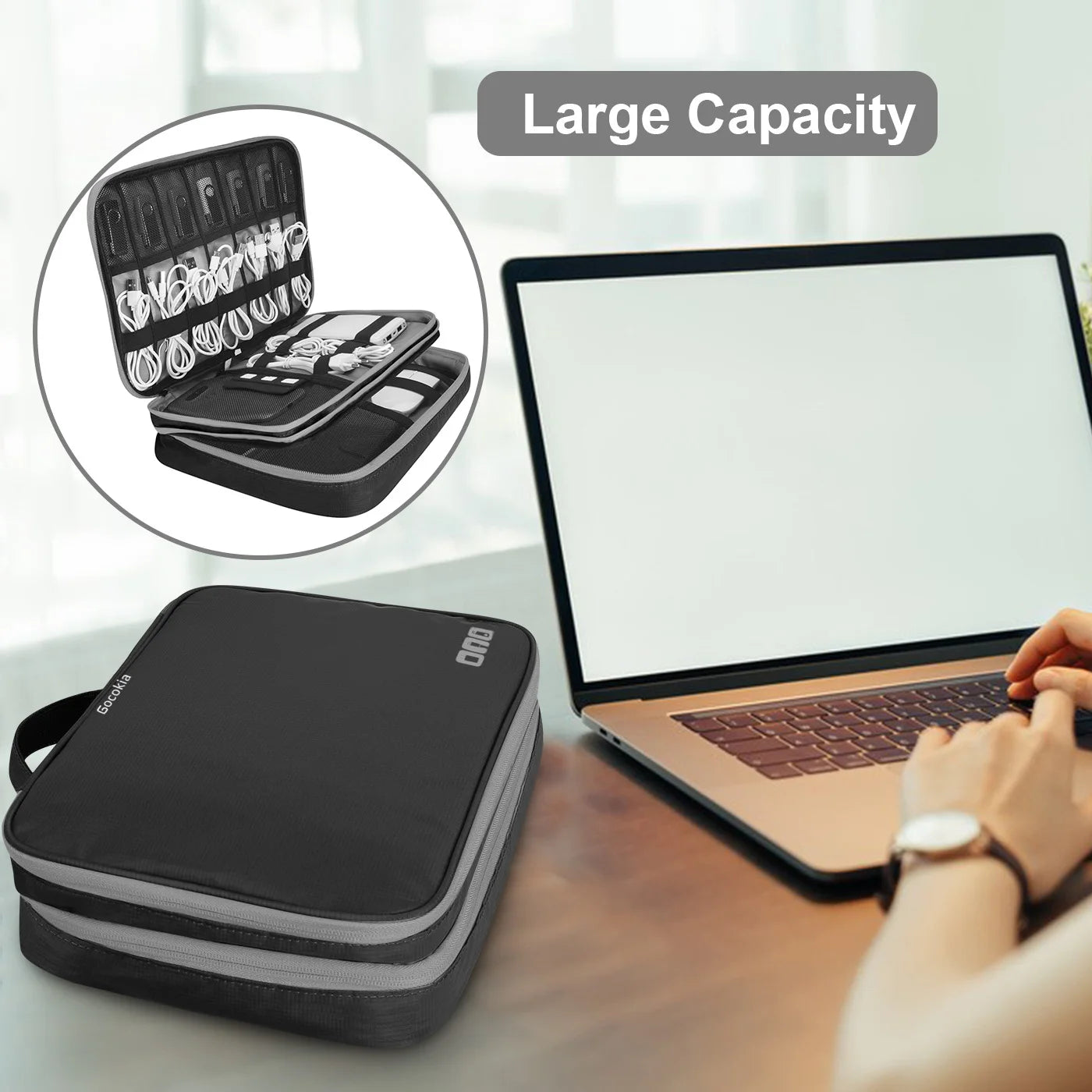 Clearance_Portable Electronic Accessories Travel case,Cable Organizer Bag Gadget Carry Bag for iPad,Cables,Power,USB Flash Drive
