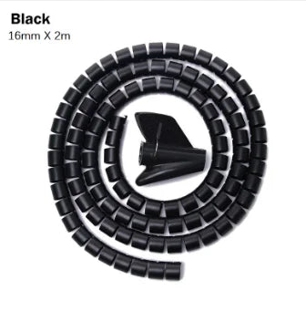 2M Flexible Spiral Cable Organizer Clips Storage Pipe Cord Protector Management Cable Winder Desk Tidy Cable Accessories Tools