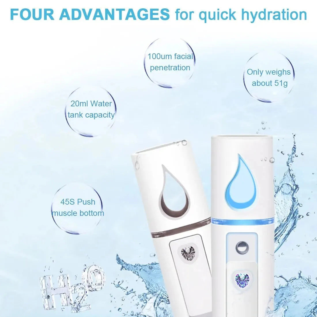 20ml Portable Nano Facial Sprayer - USB Rechargeable Handheld Face Steamer & Air Humidifier for On-The-Go Hydrating Skin Care