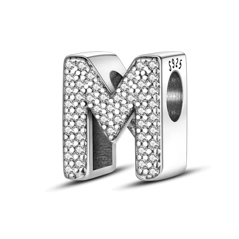 Fit Original 925 Sterling Silver Letter Charms Beads A-Z Golden Love Alphabet Charms For Women Fine DIY Birthday Jewelry Gifts