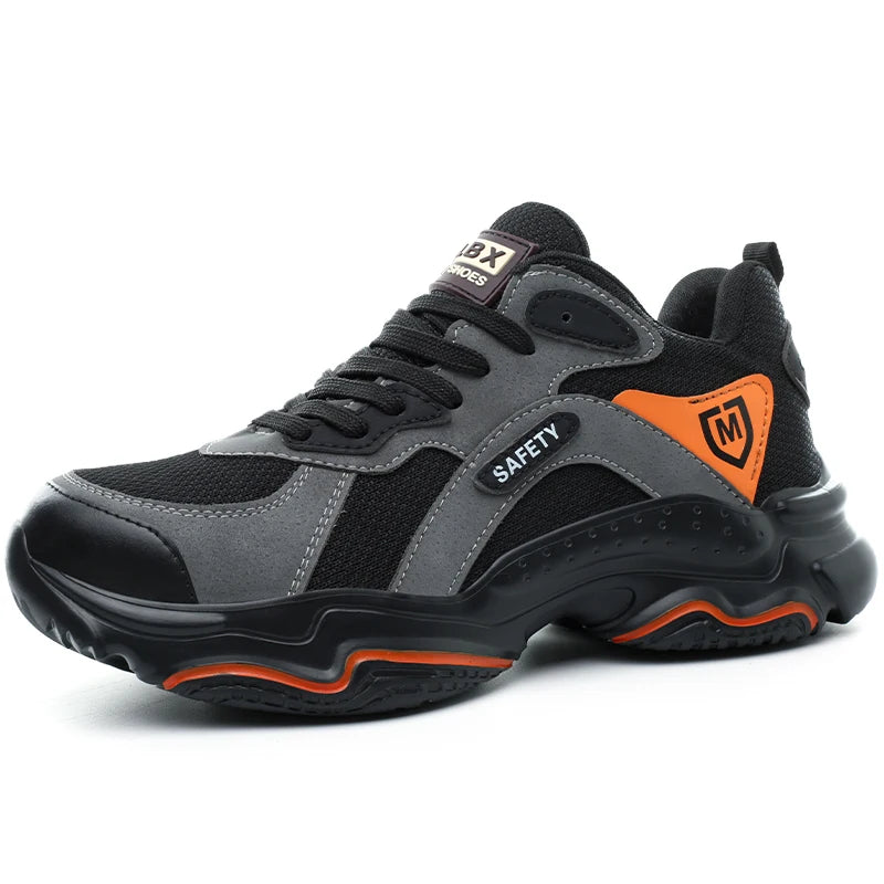Rotary Buckle Work Sneakers Protective Shoes Lightweight Safety Shoes Puncture-Proof Anti-smash Steel Toe Shoes Work Footwear