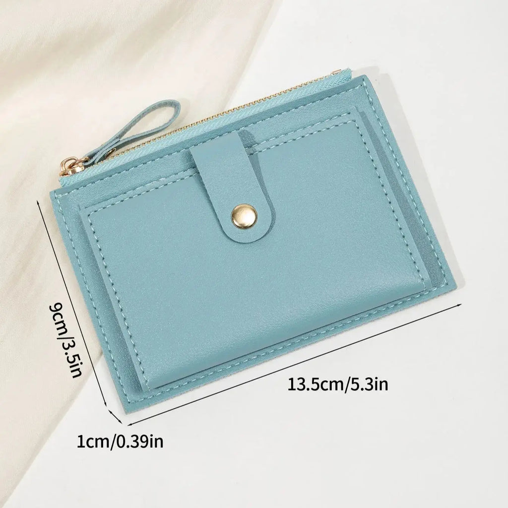 Minimalist and fashionable women's short card bag, ultra-thin mini PU leather zero wallet, women's credit card holder wallet