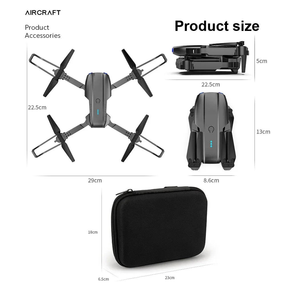 E99Pro HD Drone. 4K dual WiFi FPV, obstacle avoidance. Professional quadcopter for aerial photography.