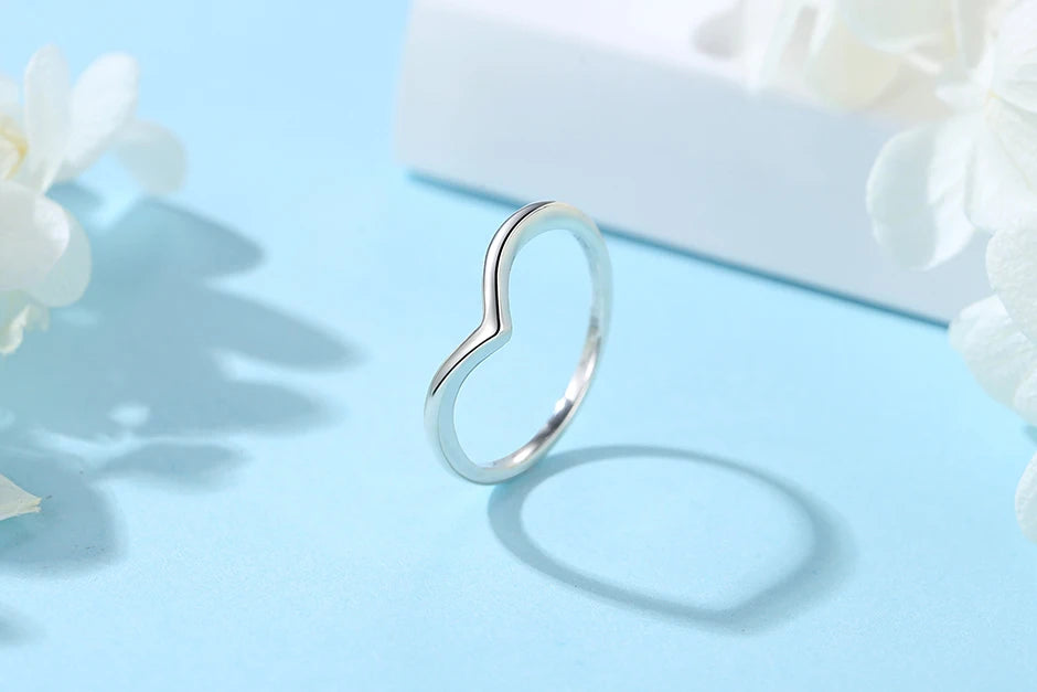 Original 925 Sterling Silver Rings For Women Love Heart Crown Wishbone Engagement Wedding Ring Rose Gold Luxury Jewelry Gift