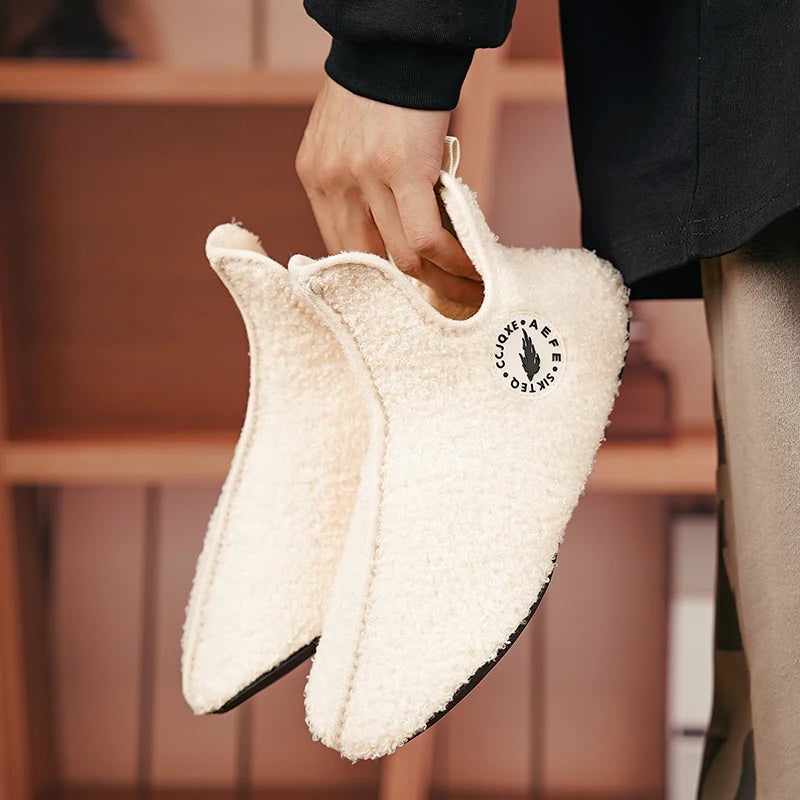 New Men Winter Slippers High Quality Light Weight Disign Shoes Fashion Women Plush Slipper Warm Slip on Casual Shoe for Couples