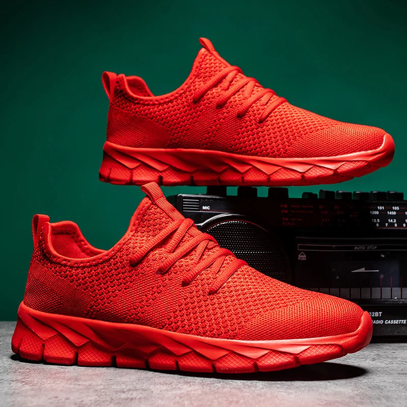 Men's shoes Four Seasons new plus size Flying weaving Lightweight Breathable Casual Sports Shoes Soft Sole Outdoor Running Shoes