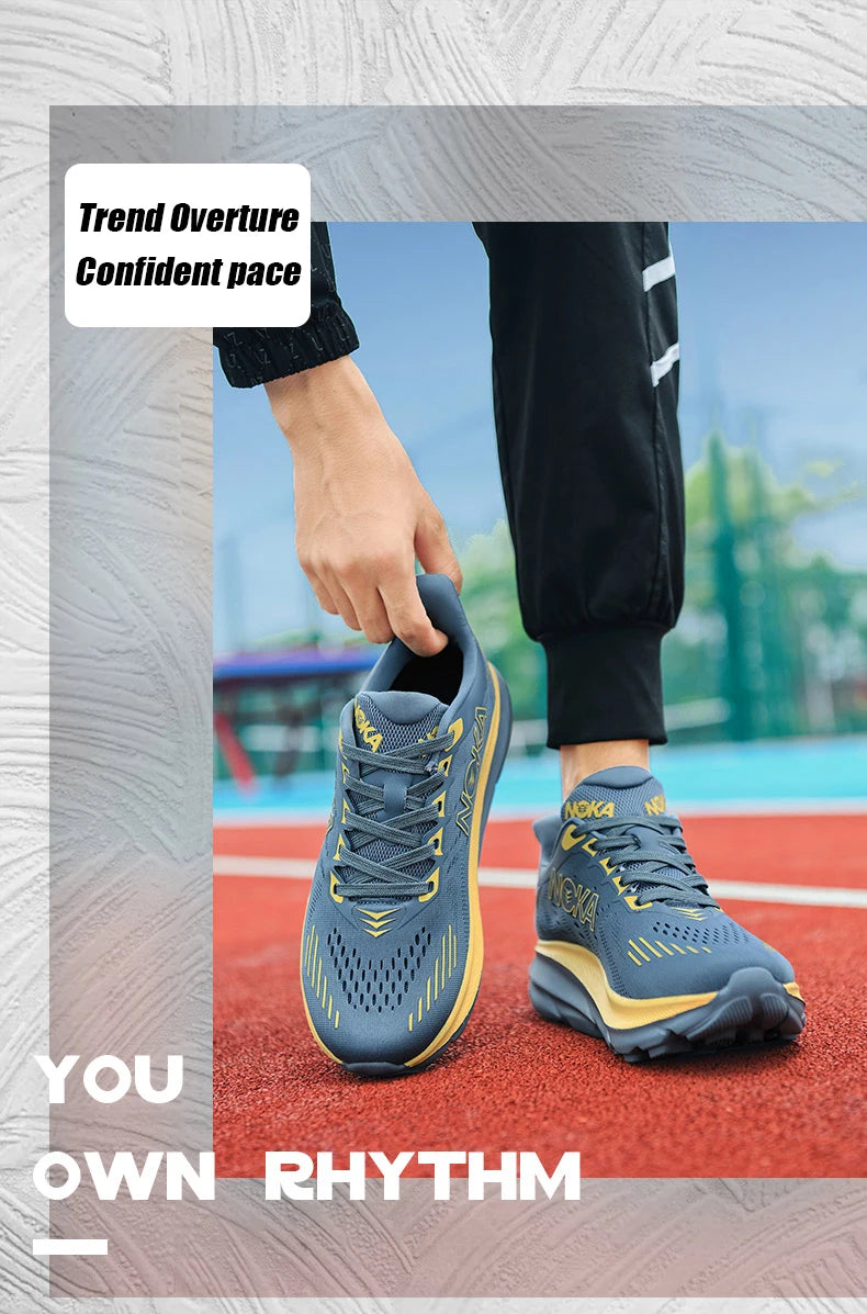 Men's Carbon Plate Air Cushion Running Shoes Breathable Lightweight Marathon Women's Athletic Nonskid Elastic Sports Sneakers