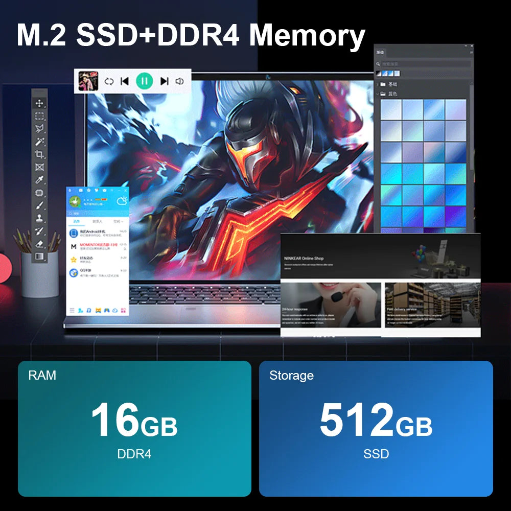 Ninkear N15 Air laptop Intel N95 15.6 Inch FHD IPS 16GB DDR4 512GB SSD Backlit Keyboard Fingerprint unlock Windows 11 Notebook