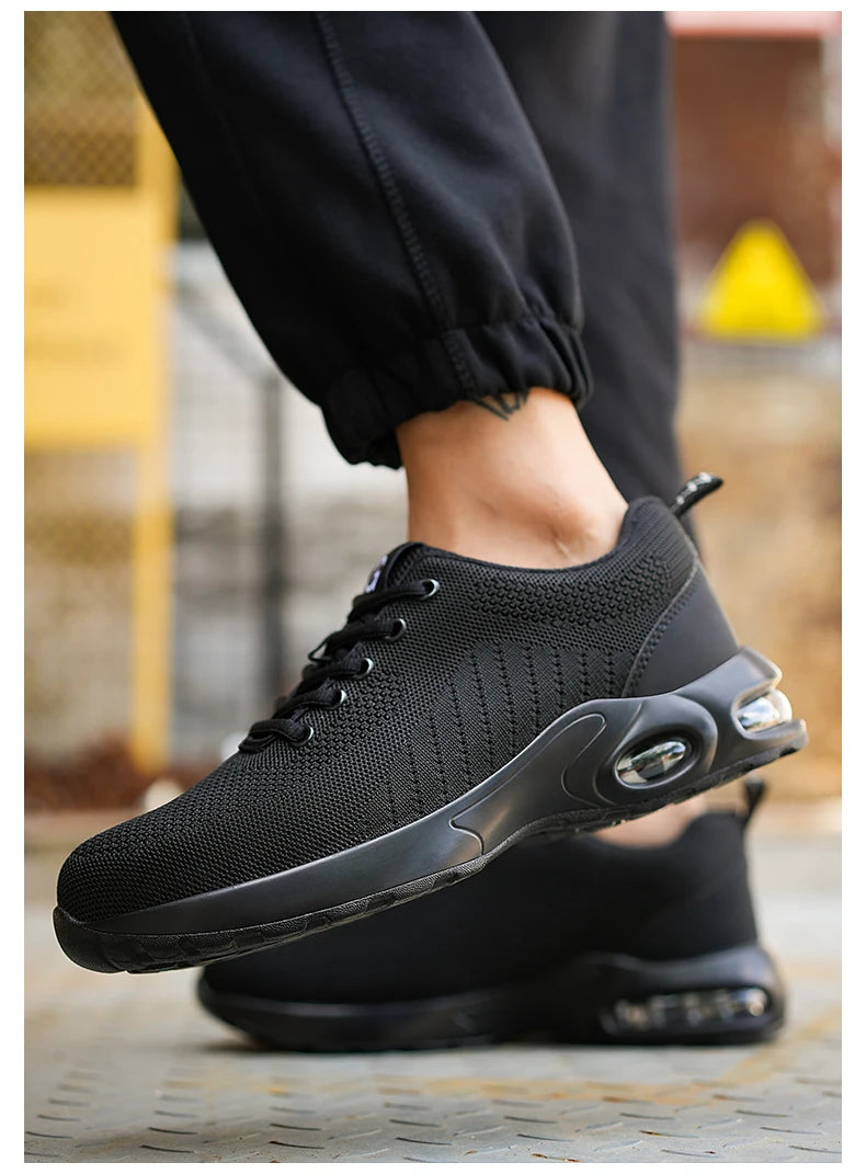 New Men Safety Shoes Anti-smash Anti-puncture Work Shoes Mesh Breathable Lightweight Work Sneakers Indestructible Slip-resistant