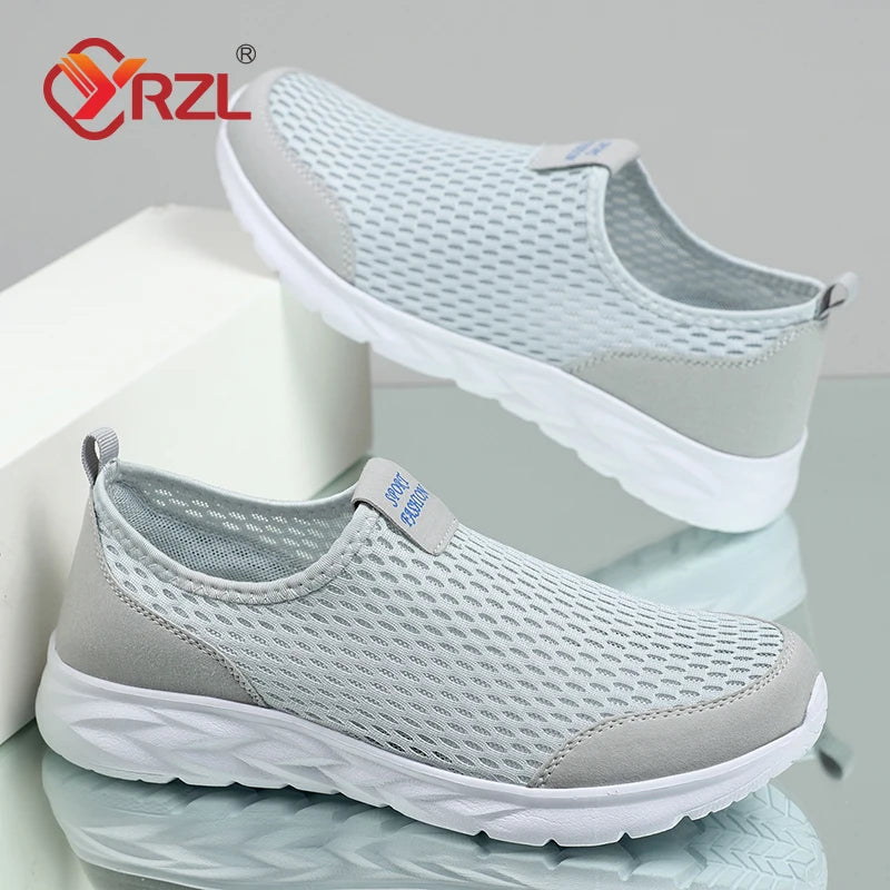 YRZL Men's Shoes Breathable Mesh Men Casual Shoes Outdoor Anti-Slip Large Size Loafers Walking Lightweight Mens Tennis Shoes