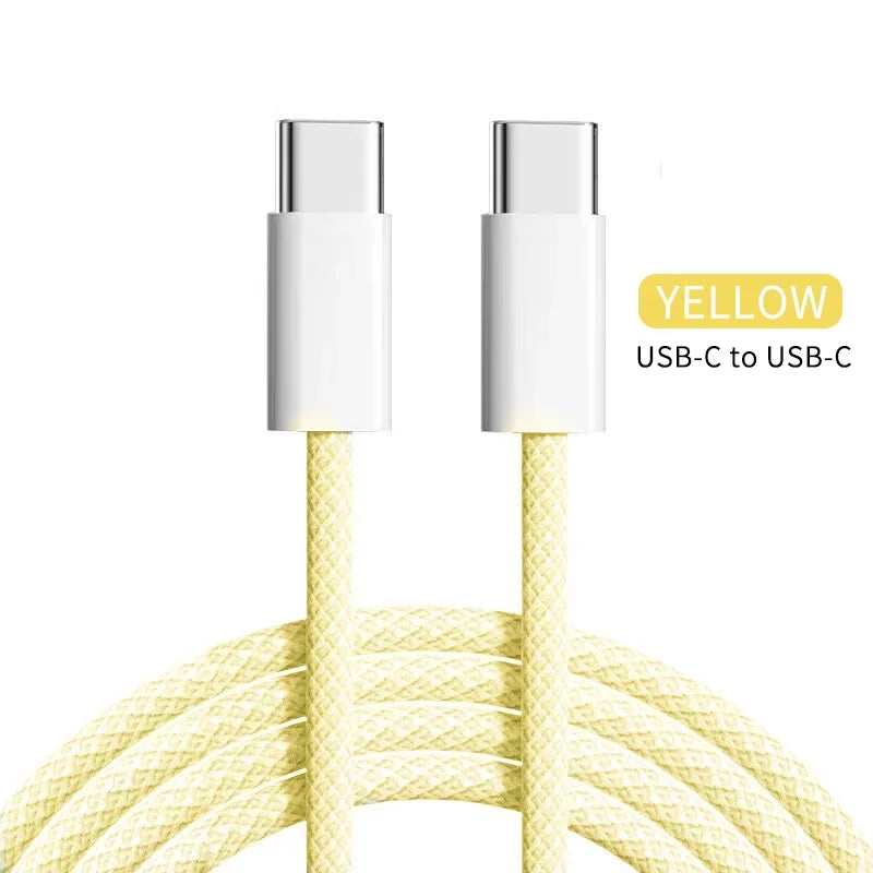 PD 60W USB-C To Type C Cable for IPhone 15 16 Pro Fast Charging Wire for Huawei Xiaomi Samsung Colorful Weaving Data Cable Line