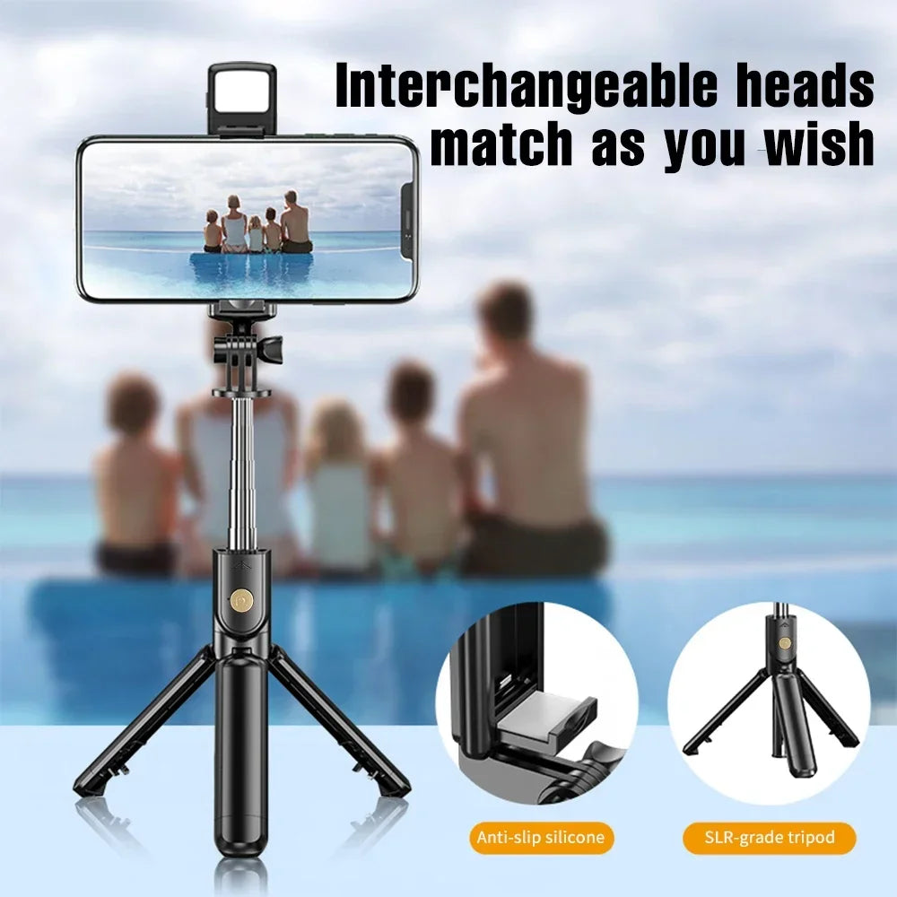 Handheld 360 Degree Flexible Sports Camera Mini Selfie Stick Tripod with Wireless Remote Mobile Phone Monopod Stand