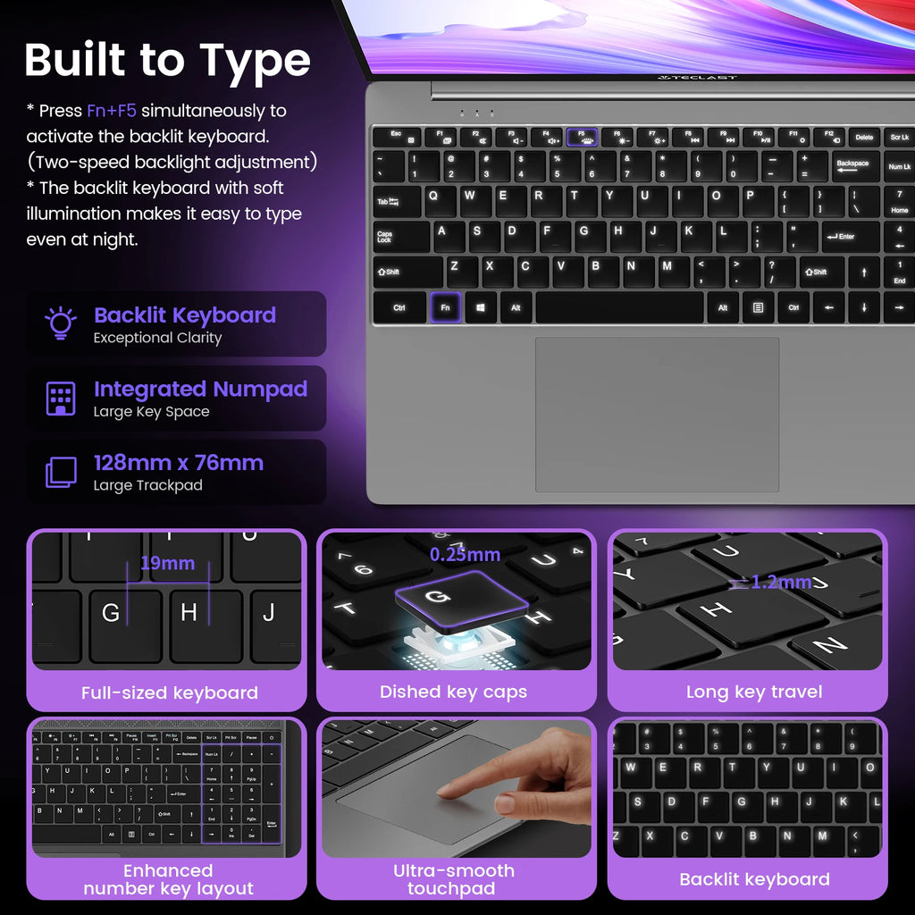 【New】Teclast F16Pro Laptop 15.6 Inch 1920X1080, 12Gb / 16Gb Ram, 256Gb / 512Gb Rom, Backlit Keyboard, for Intel N95, Mini-Hdmi