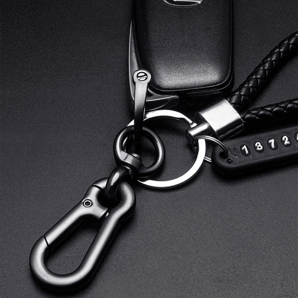 Trendy DIY Mobile Phone Number Plate Pendant Keychain for Men Punk Simple Woven Leather Rope Anti-lost Car Key Chain Accessories