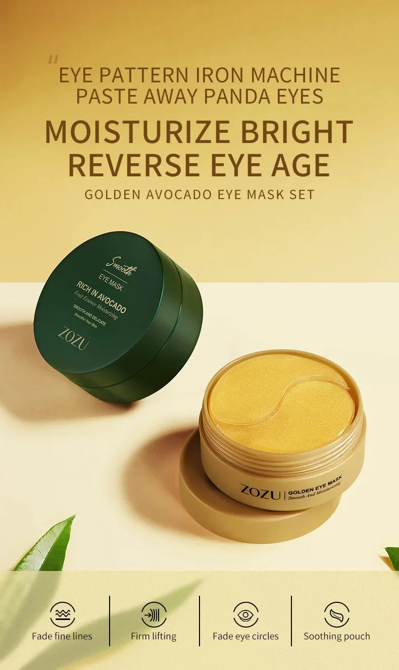 120pcs Avocado Golden Collagen Eye Mask Anti Dark Circles Eye Bags Moisturizing Anti Wrinkle Eye Patches Skin Care Products