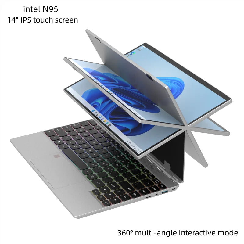 14-inch IPS touch screen computer tablet laptop N95 office business notebook 16G RAM 128G - 1TB SSD RGB WINDOWS 11 Touch ID