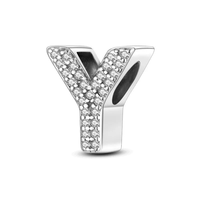 Fit Original 925 Sterling Silver Letter Charms Beads A-Z Golden Love Alphabet Charms For Women Fine DIY Birthday Jewelry Gifts