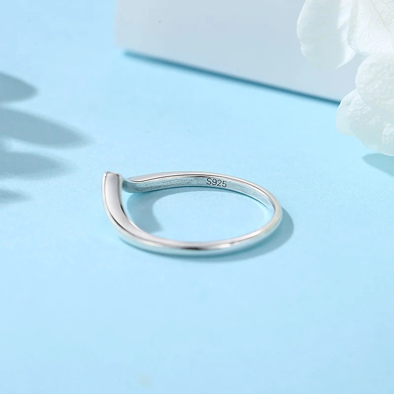 Original 925 Sterling Silver Rings For Women Love Heart Crown Wishbone Engagement Wedding Ring Rose Gold Luxury Jewelry Gift