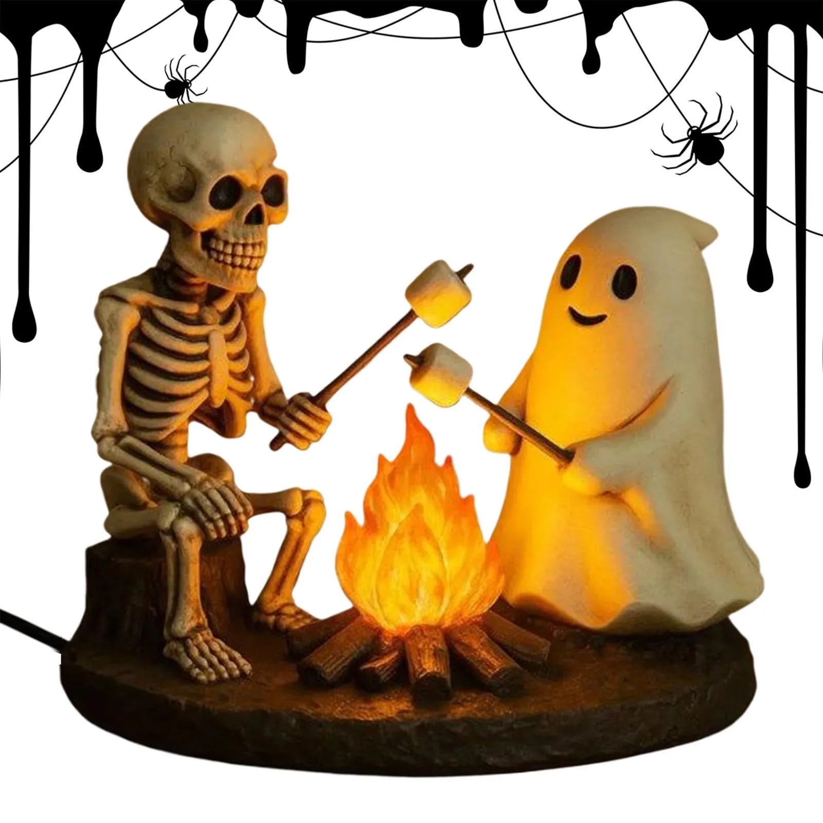 Halloween Skeleton Ghost Bonfire Night Lamp , Flickering Ghost Skeleton Decoration | Indoor Lighting for Mantel Bedside Living R