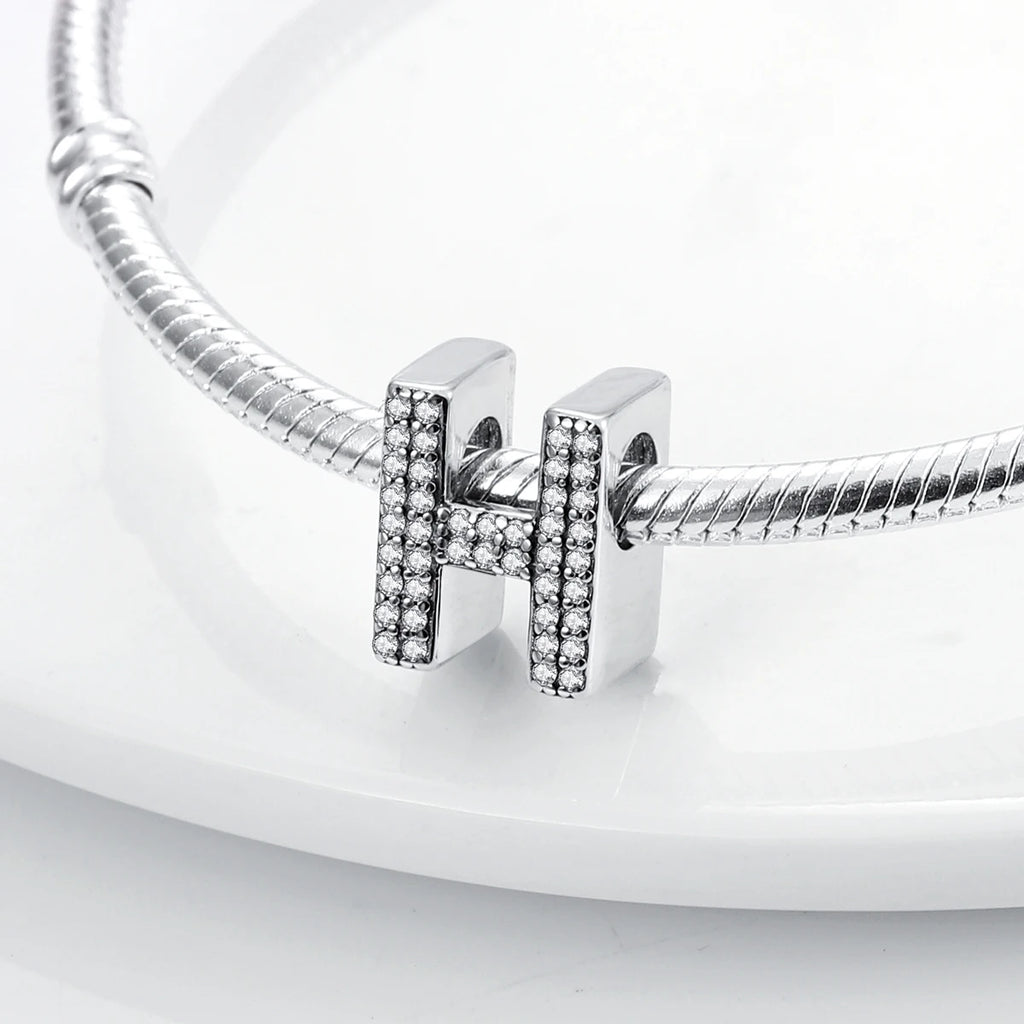 Fit Original 925 Sterling Silver Letter Charms Beads A-Z Golden Love Alphabet Charms For Women Fine DIY Birthday Jewelry Gifts