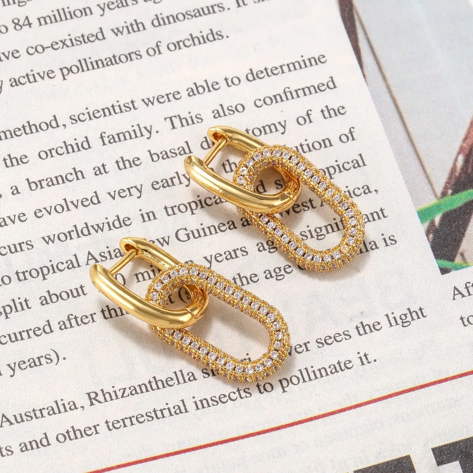 Shiny Rhinestone Geometric Earrings | Ladies' Light Luxury Elliptical Double Ring | Exquisite Party Accessories