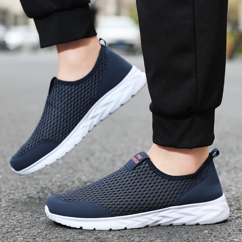 YRZL Men's Shoes Breathable Mesh Men Casual Shoes Outdoor Anti-Slip Large Size Loafers Walking Lightweight Mens Tennis Shoes