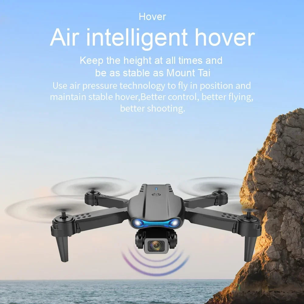 E99Pro HD Drone. 4K dual WiFi FPV, obstacle avoidance. Professional quadcopter for aerial photography.