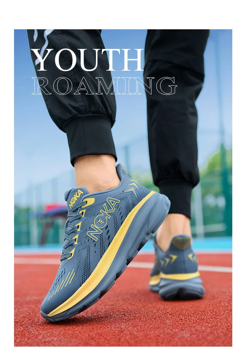 Men's Carbon Plate Air Cushion Running Shoes Breathable Lightweight Marathon Women's Athletic Nonskid Elastic Sports Sneakers
