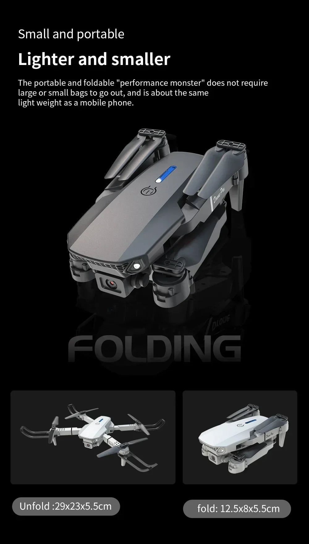 E88 Mini Drone 4K HD Camera WiFi FPV Foldable Quadcopter for Kids Adults Gift Toy RC Aircraft