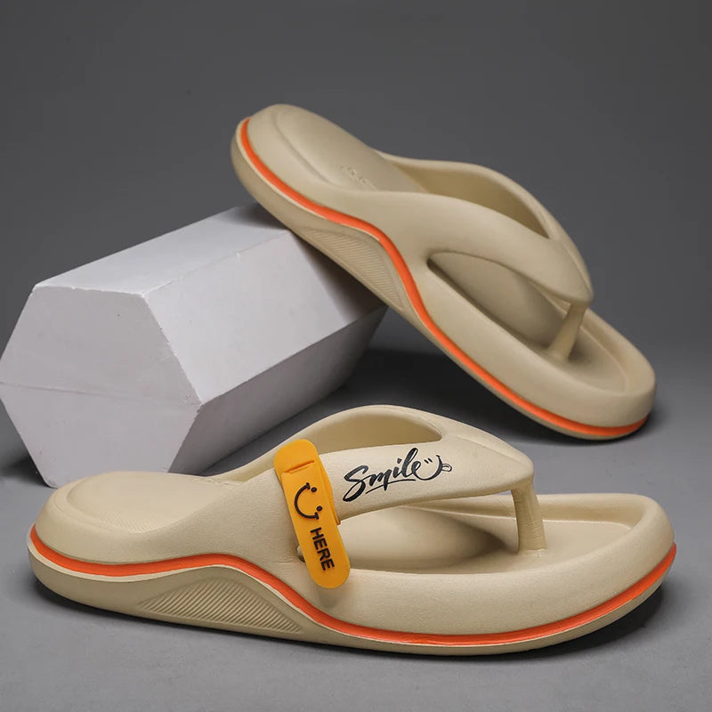 Summer Men's Flip Flops Soft Sole EVA Slippers for Men Outdoor Casual Beach Shoes Home Slippers Non-slip Bathroom Slides Shoes