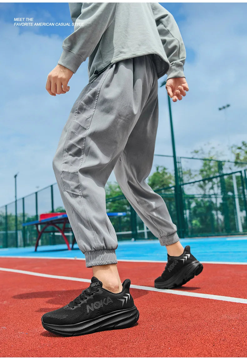 Men's Carbon Plate Air Cushion Running Shoes Breathable Lightweight Marathon Women's Athletic Nonskid Elastic Sports Sneakers