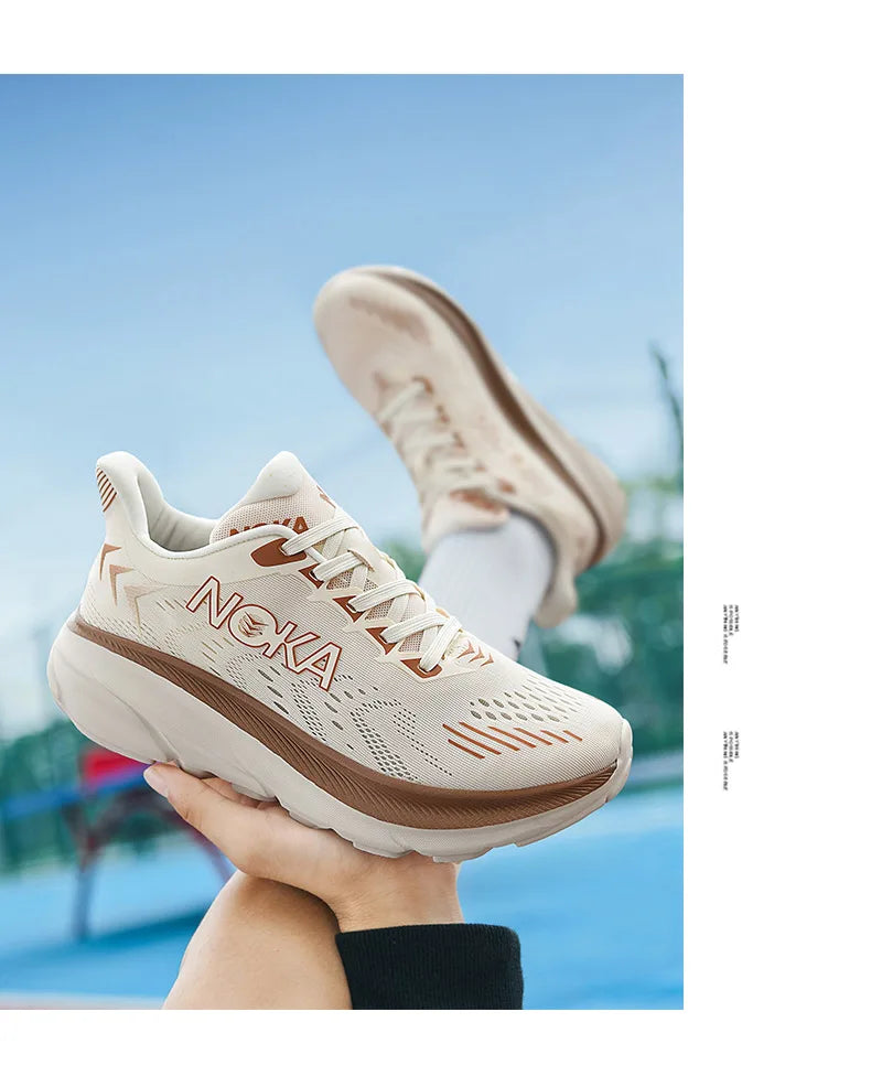 Men's Carbon Plate Air Cushion Running Shoes Breathable Lightweight Marathon Women's Athletic Nonskid Elastic Sports Sneakers