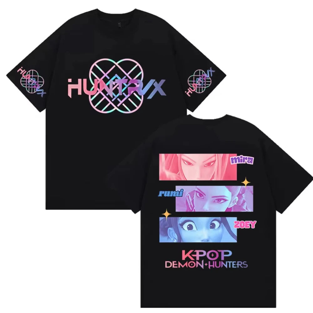 K-pop Demon Hunters Film 2025 Graphic T Shirt Men Women Fashion High Quality Cotton T-Shirts Vintage Oversized Short Sleeve Tees