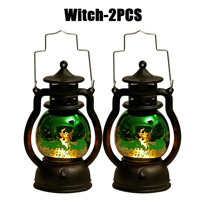 Halloween Decorations LED Ghost Lantern Candle Lights Stump Lanterns Holiday Ambience Ornaments Horror Decoration