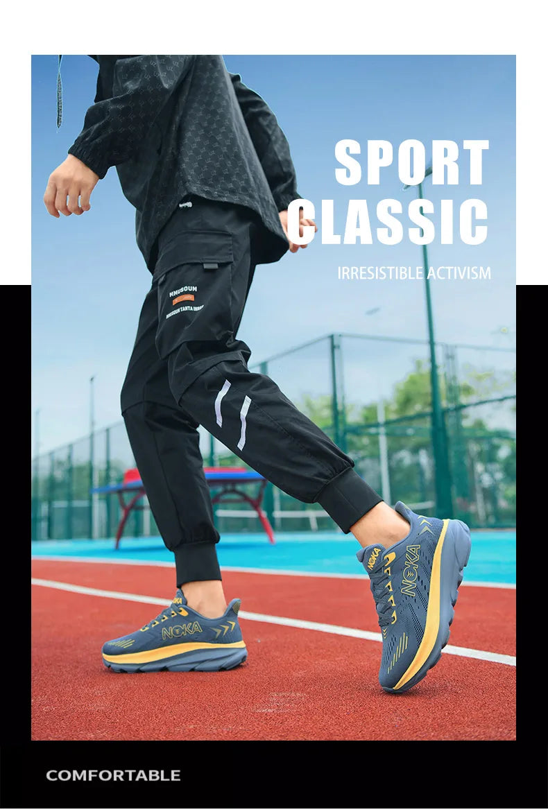 Men's Carbon Plate Air Cushion Running Shoes Breathable Lightweight Marathon Women's Athletic Nonskid Elastic Sports Sneakers